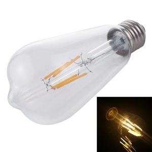 ST64 E27 4W 4 LEDs 600 LM 3000K Retro Dimming LED Filament Light Bulb Energy Saving Light, AC 220V (Warm White)
