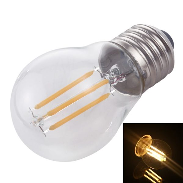 G45 E27 4W 4 LEDs 450 LM 3000K Retro Dimming LED Filament Light Bulb Energy Saving Light, AC 220V (Warm White)