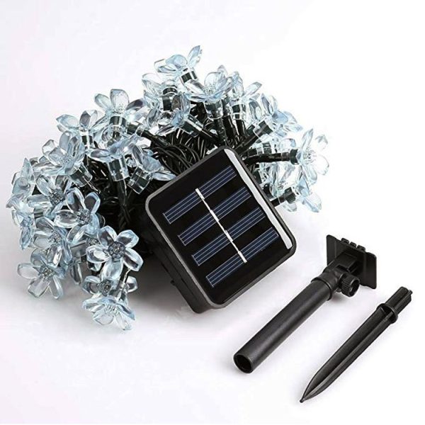 Peach Blossom Shape 50 LEDs Outdoor Garden Waterproof Christmas Spring Festival Decoration Solar Lamp String (Warm White) - Image 2