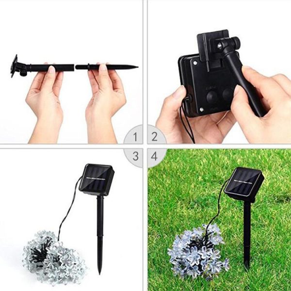 Peach Blossom Shape 50 LEDs Outdoor Garden Waterproof Christmas Spring Festival Decoration Solar Lamp String (Warm White) - Image 5