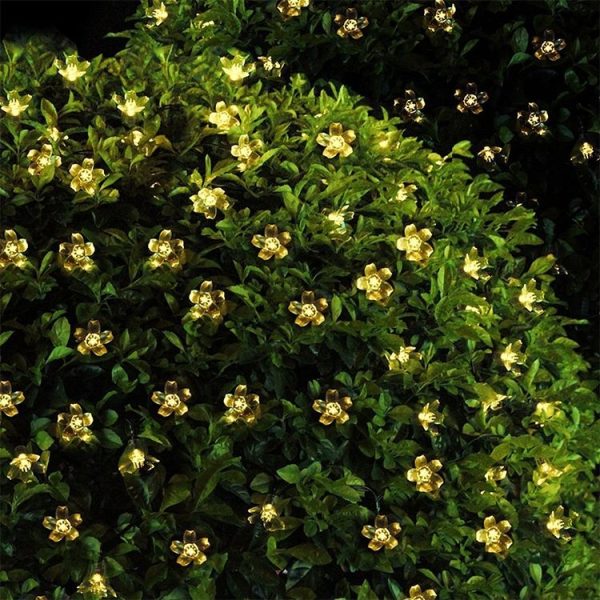 Peach Blossom Shape 50 LEDs Outdoor Garden Waterproof Christmas Spring Festival Decoration Solar Lamp String (Warm White) - Image 6
