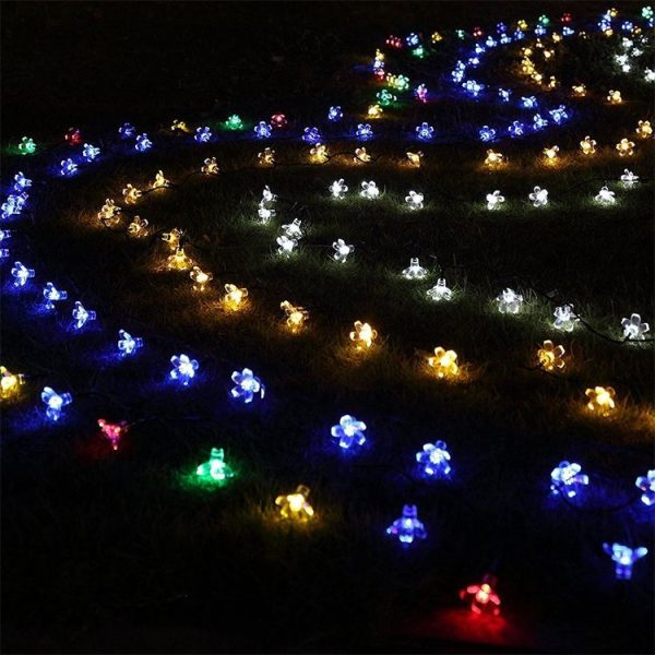 Peach Blossom Shape 50 LEDs Outdoor Garden Waterproof Christmas Spring Festival Decoration Solar Lamp String (Warm White) - Image 7