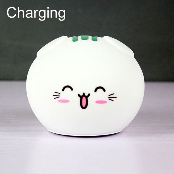 0.8W Cute Cartoon Cat Silicone Colorful Energy-saving Night Light Led Desk Lamp, Charging Version