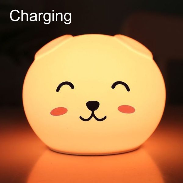 0.8W Cute Cartoon Dog Silicone Colorful Energy-saving Night Light Led Desk Lamp, Charging Version