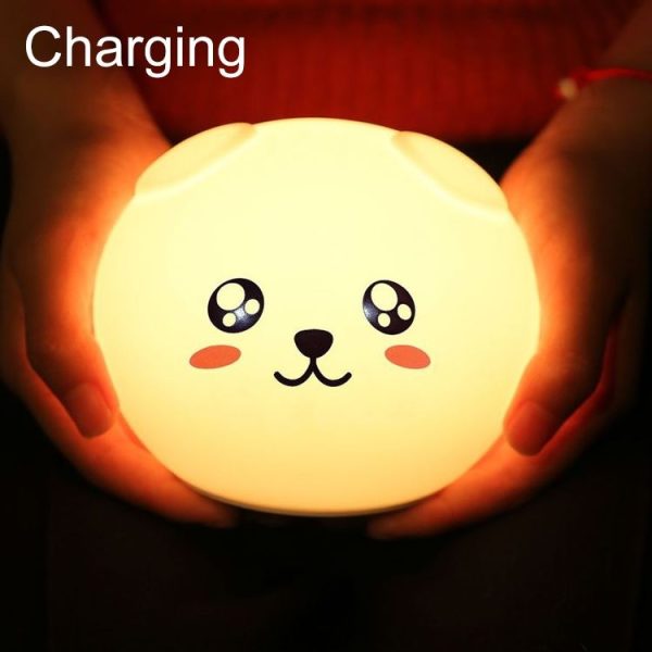 0.8W Naughty Cartoon Dog Silicone Colorful Energy-saving Night Light Led Desk Lamp, Charging Version