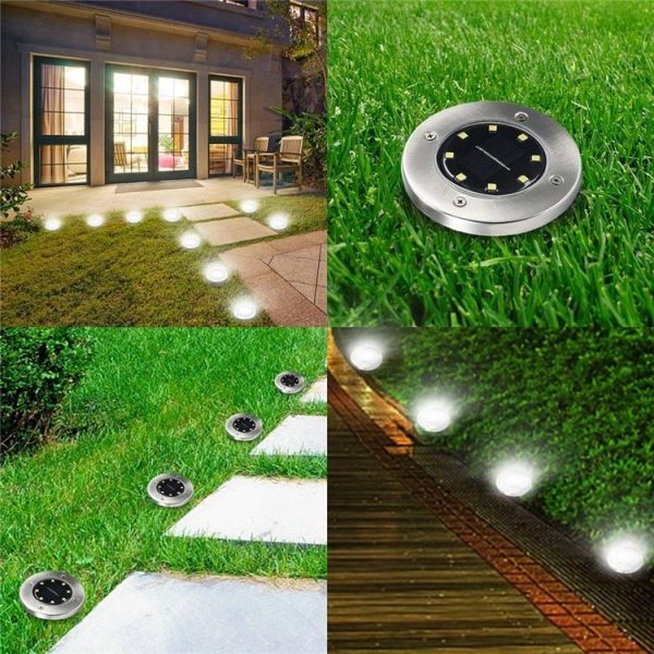 2 PCS 10 LEDs Solar Powered Buried Light Under Ground Lamp IP65 Waterproof Outdoor Garden Street Light (White Light) - Image 12