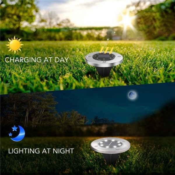 2 PCS 10 LEDs Solar Powered Buried Light Under Ground Lamp IP65 Waterproof Outdoor Garden Street Light (White Light) - Image 7