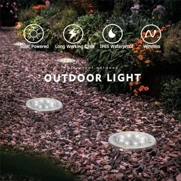 2 PCS 10 LEDs Solar Powered Buried Light Under Ground Lamp IP65 Waterproof Outdoor Garden Street Light (White Light) - Image 8