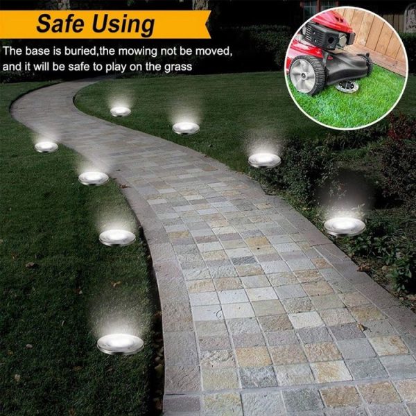 2 PCS 10 LEDs Solar Powered Buried Light Under Ground Lamp IP65 Waterproof Outdoor Garden Street Light (White Light) - Image 9