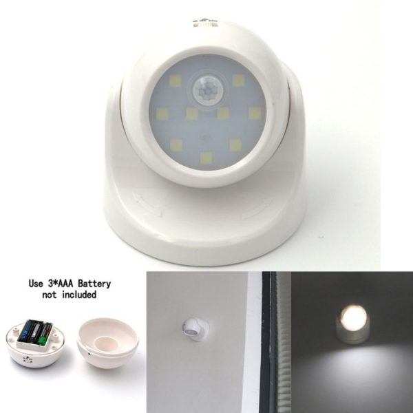 MM3W1 3W White Light PIR Motion Sensor Detector Security Lamp, 9 LEDs 240 LM 6000K 360 Degrees Rotation Wireless Motion Sensor Wardrobe Light / Night Light / Wall Lamp for bedroom, living room, bathroom, aisle - Image 9