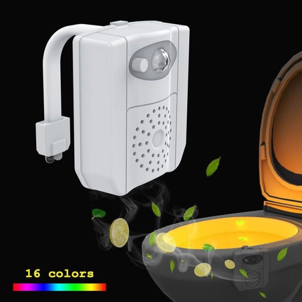 16-colors PIR Motion Sensor + Light Sensor UV Sterilization Aromatherapy LED Light, Home Toilet Bathroom Seat Night Light, DC 5V - Image 11