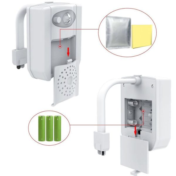 16-colors PIR Motion Sensor + Light Sensor UV Sterilization Aromatherapy LED Light, Home Toilet Bathroom Seat Night Light, DC 5V - Image 3