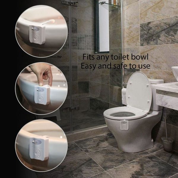 16-colors PIR Motion Sensor + Light Sensor UV Sterilization Aromatherapy LED Light, Home Toilet Bathroom Seat Night Light, DC 5V - Image 8