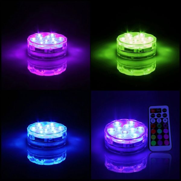 Waterproof Submersible LED Light, 10 LEDs Cylinder Remote Controlled with Remote Controllor, Remote Control Range (in Open Area): 24-30 Feet - Image 9