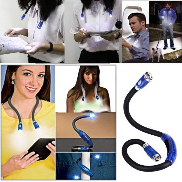 DAMOIL Flexible Eyeshield LED Reading Lights, Creative Double Head Hands-free Neck Stereo Flashlight Working Light Auto Lamp with 4 LED Light & Soft Rubber Grip Neck Pad - Image 8