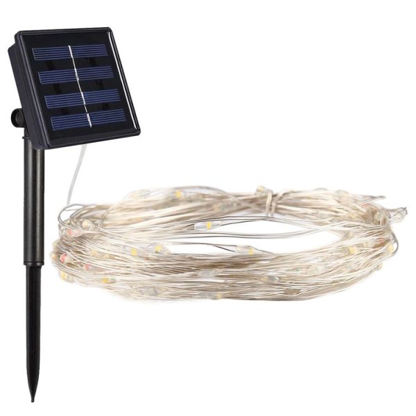 20m 200 LEDs SMD 0603 Solar Panel Silver Wire String Light Fairy Lamp Decorative Light, DC 5V (White Light) - Image 2