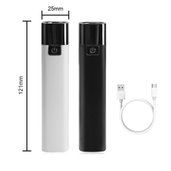 Mini Portable Lipstick Style Rechargeable LED Flashlight (Black) - Image 3