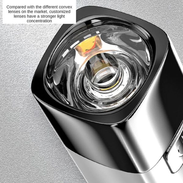 Mini Portable Lipstick Style Rechargeable LED Flashlight (Black) - Image 4