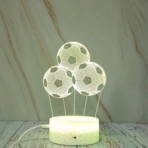 Three Footballs Shape Creative Crack Touch Dimming 3D Colorful Decorative Night Light - Image 2