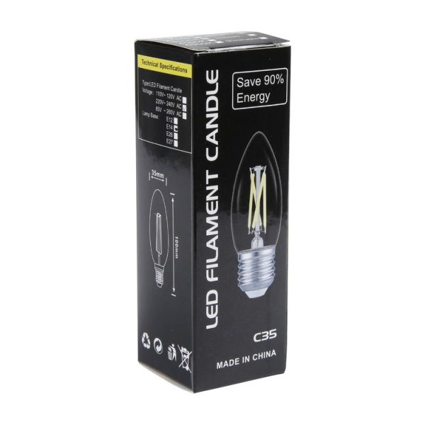 C35 E14 6W 4 LEDs 3000K Retro LED Flament Candle Light Bulb, AC 220V - Image 4