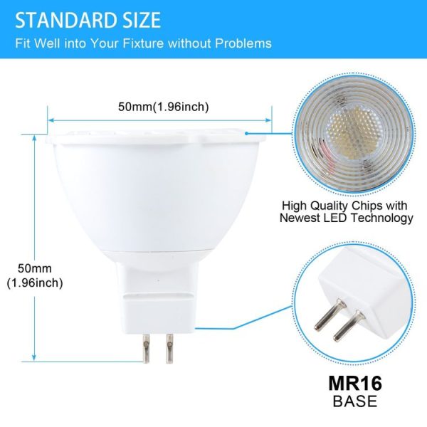 MR16-6LED 5W 2835COB LED Spotlight, AC12-18V DC12-24V (White Light) - Image 5