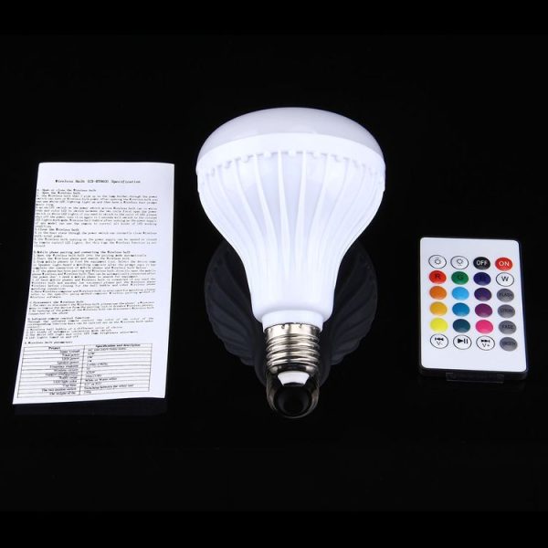 12W RGB LED Bluetooth Speaker Light, E27 Energy Saving Lamps with Remote Controller, AC 100-240V - Image 6