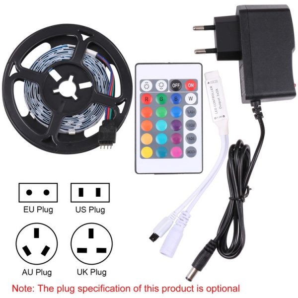 Bare Board 5050 SMD RGB LED Rope Light, 30 LED / m, Length: 2m, 12V 2A 100-240V, with 24-key Remote Control (EU Plug) - Image 3
