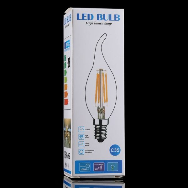 C35 E14 4W 4 LEDs 300 LM 3000K Dimmable Retro LED Filament Light Bulb Energy Saving Light, AC 220V (Warm White) - Image 4