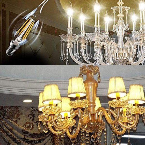 C35 E14 4W 4 LEDs 300 LM 3000K Dimmable Retro LED Filament Light Bulb Energy Saving Light, AC 220V (Warm White) - Image 8