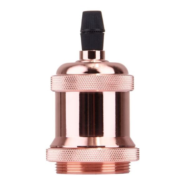 E27 Retro Vintage Screw Bulb Base Lamp Bulb Holder, Not Included Light Bulb, AC 85-265V (Rose Gold) - Image 2