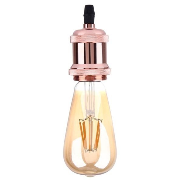 E27 Retro Vintage Screw Bulb Base Lamp Bulb Holder, Not Included Light Bulb, AC 85-265V (Rose Gold) - Image 6