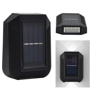 6 LED Solar Wall Lamp Outdoor Decorative Garden Up And Down Light (White Light)