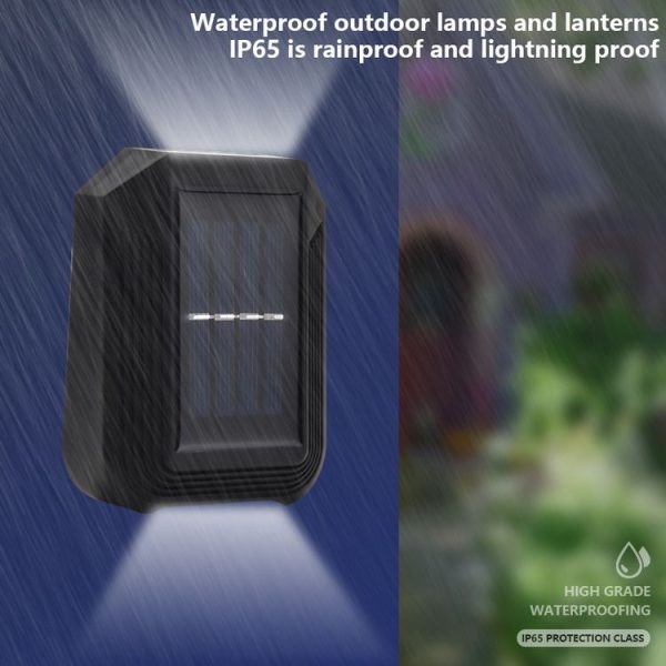 6 LED Solar Wall Lamp Outdoor Decorative Garden Up And Down Light (White Light) - Image 4