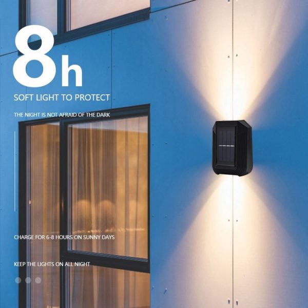 6 LED Solar Wall Lamp Outdoor Decorative Garden Up And Down Light (White Light) - Image 5