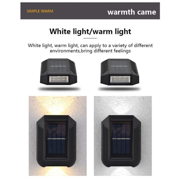 6 LED Solar Wall Lamp Outdoor Decorative Garden Up And Down Light (White Light) - Image 8
