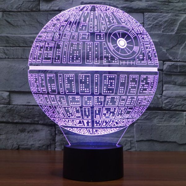 Death Star Style 3D Touch Switch Control LED Light, 7 Colour Discoloration Creative Visual Stereo Lamp Desk Lamp Night Light - Image 11