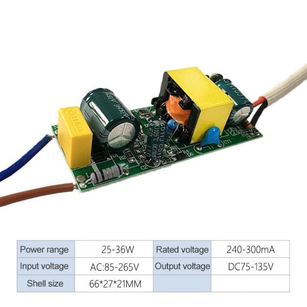 25-36W LED Driver Adapter Isolated Power Supply AC 85-265V to DC 75-135V - Image 2