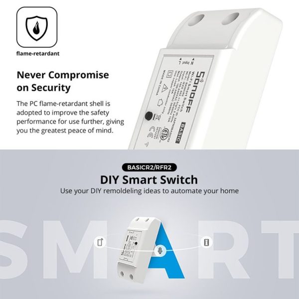 Sonoff Basic R2 eWelink Phone APP WiFi 2.4GHz DIY Smart LED Switch Remote Controller Module, Support Alexa Echo & Google Home Voice Control, AC 90-250V - Image 3