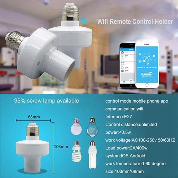 Sonoff Slampher RF eWelink Phone APP WiFi 2.4GHz E27 Smart Light Lamp Bulb Holder with Alexa Echo Voice Control & Google Home for Smart Home, AC 90-250V - Image 8