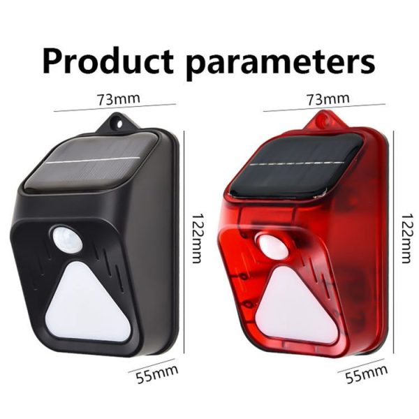 Solar Burglar Alarm Light Remote Control Human Body Induction Alarm (Red) - Image 2