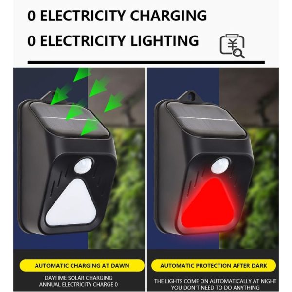Solar Burglar Alarm Light Remote Control Human Body Induction Alarm (Red) - Image 7