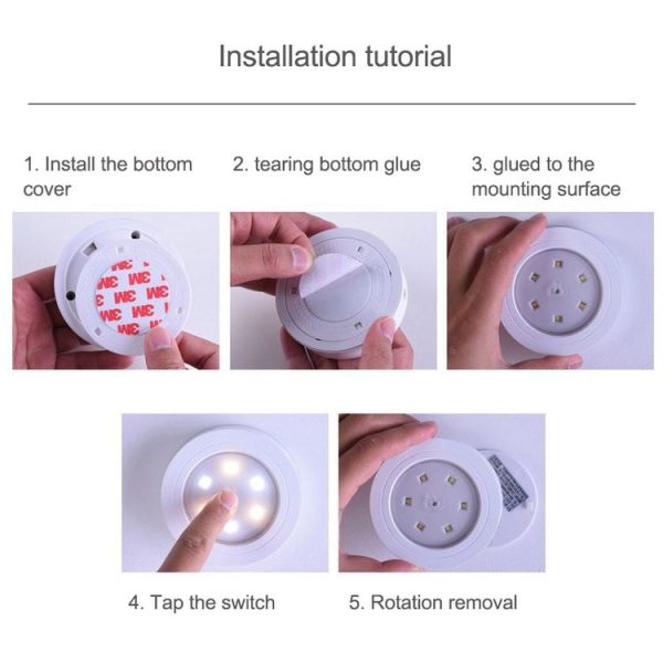 Warm White / White / Yellow Light LED Night Light, 6 LEDs Decoration Light for Car, Hotel, Corridor, Exhibition Hall, Wardrobe (Black) - Image 5
