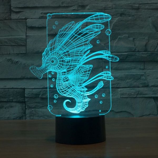 Hippocampus Style 3D Touch Switch Control LED Light, 7 Colour Discoloration Creative Visual Stereo Lamp Desk Lamp Night Light - Image 11