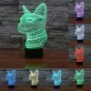 Side Face Cat Style 3D Touch Switch Control LED Light, 7 Color Discoloration Creative Visual Stereo Lamp Desk Lamp Night Light