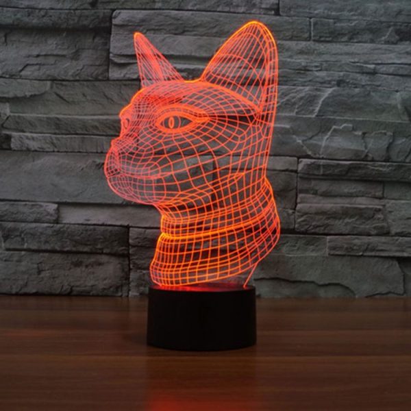 Side Face Cat Style 3D Touch Switch Control LED Light, 7 Color Discoloration Creative Visual Stereo Lamp Desk Lamp Night Light - Image 7