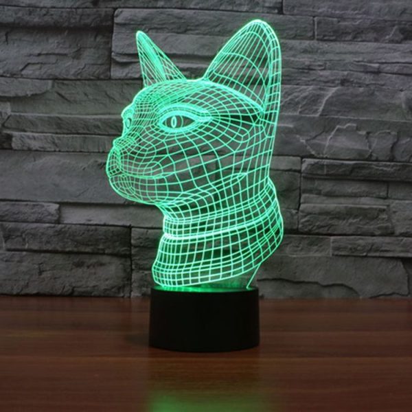 Side Face Cat Style 3D Touch Switch Control LED Light, 7 Color Discoloration Creative Visual Stereo Lamp Desk Lamp Night Light - Image 8