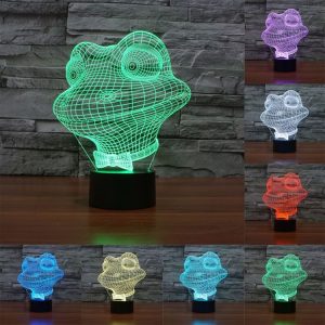Frog Style 3D Touch Switch Control LED Light, 7 Color Discoloration Creative Visual Stereo Lamp Desk Lamp Night Light