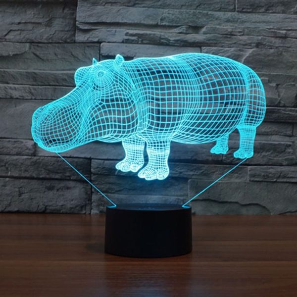 Rhino Style 3D Touch Switch Control LED Light, 7 Color Discoloration Creative Visual Stereo Lamp Desk Lamp Night Light - Image 11