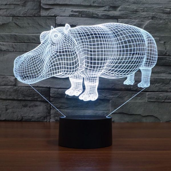 Rhino Style 3D Touch Switch Control LED Light, 7 Color Discoloration Creative Visual Stereo Lamp Desk Lamp Night Light - Image 13