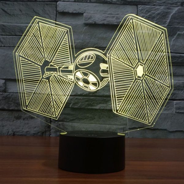 TIE Fighter Style 3D Touch Switch Control LED Light, 7 Color Discoloration Creative Visual Stereo Lamp Desk Lamp Night Light - Image 10